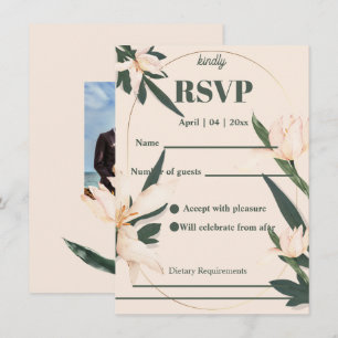 Pink blush floral Circle RSVP Card