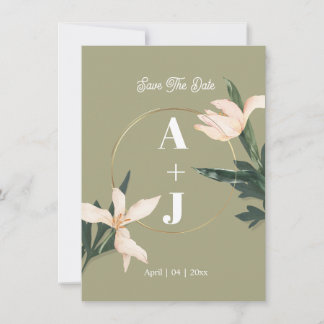 Pink blush floral Circle save the date card