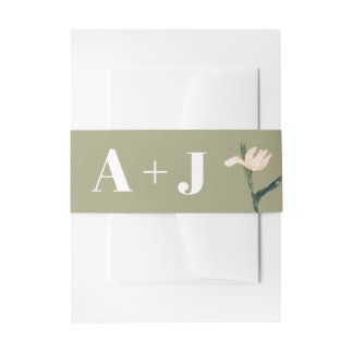 Pink blush floral Circle save the date card Invitation Belly Band