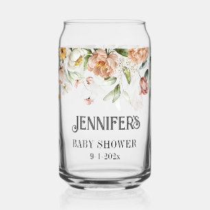 Pink Blush Floral Drop Special Mother-to-Be & Fam Can Glass