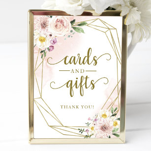Pink Blush Floral Geometric Cards And Gifts Sign