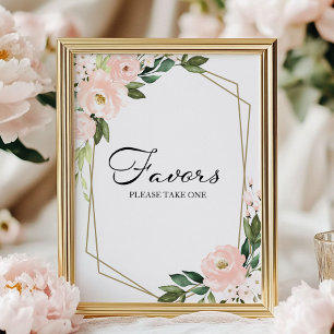 Pink Blush Floral Geometric Favours Sign