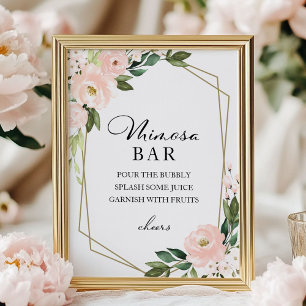 Pink Blush Floral Geometric Mimosa Bar Sign