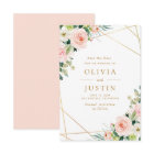 pink blush floral geometric save the date card
