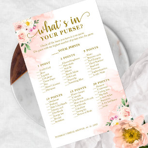 Pink Blush Floral Gold What's In Your Purse Game Flyer