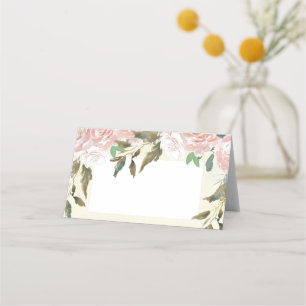 pink blush floral ivory wedding place card