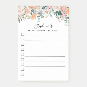 Pink Blush Floral Monogrammed Lined To-Do List Post-it Notes