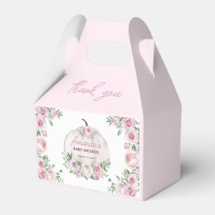 Pink Blush Floral Pumpkin Baby Shower Thank You Favor Box