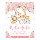 Pink Blush Floral Safari Wild Animals Welcome Baby