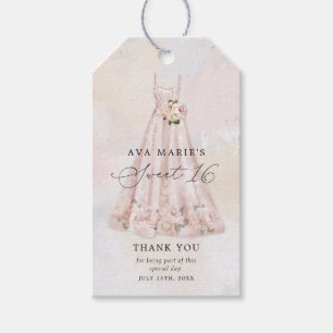 Pink Blush Floral Sweet 16th Thank you Gift Tags