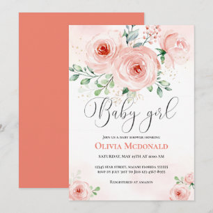 Pink Blush Floral Sweet Baby Shower Girl Invitation