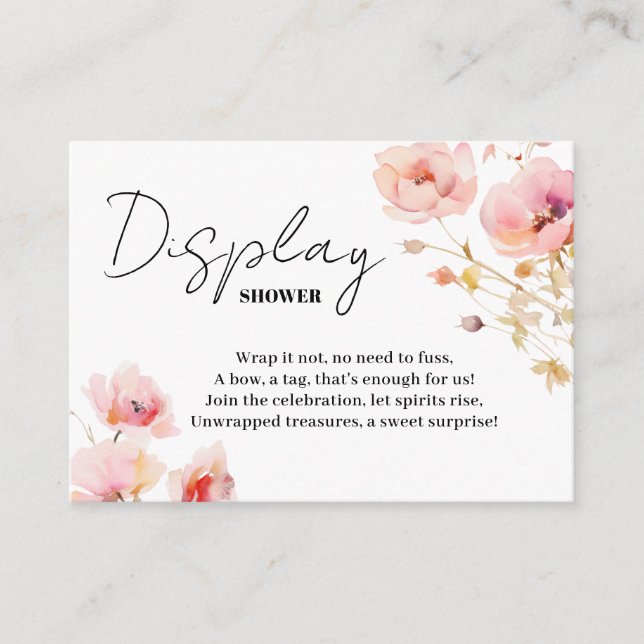 Pink Blush Floral Watercolor Display Shower Enclosure Card (Front)