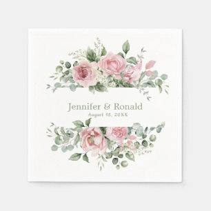 Pink Blush Floral Watercolor Wedding Napkin