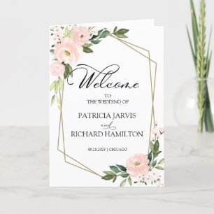 Pink Blush Floral Wedding Ceremony Program