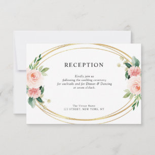 pink blush floral wedding reception card