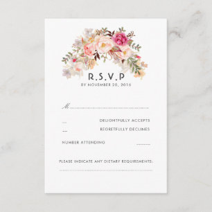 Pink Blush Floral Wedding RSVP Card