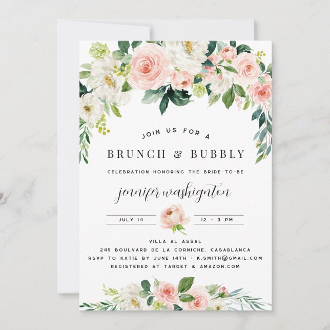 Pink Blush Florals Boho Bridal Shower Invitation (Front)