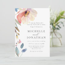 Pink Blush Flower Modern Christian Bible Wedding