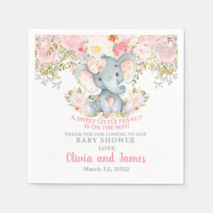 Pink blush flowers and elephant napkins. napkin