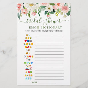 Pink Blush Flowers Double-Sided Bridal Shower Game