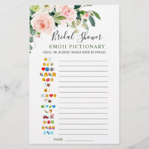 Pink Blush Flowers Double-Sided Bridal Shower Game