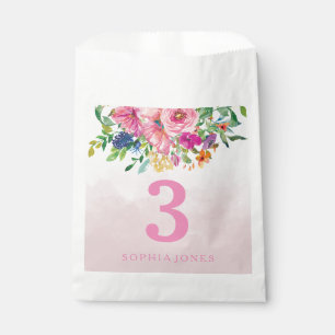 Pink Blush Flowers Girls Childrens Birthday Party Favour Bag