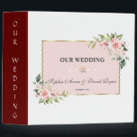 Pink Blush Flowers Gold Frame Wedding Album Binder<br><div class="desc">Elegant card design featuring watercolour delicate pink blush, cream flowers bouquets, pink shape with a faux gold frame, floral divider, on a white background. On the back blush bouquet on royal burgundy background. Use Personalise tool to add your info, change fonts, font's colours. For matching items, please, visit my Blush...</div>