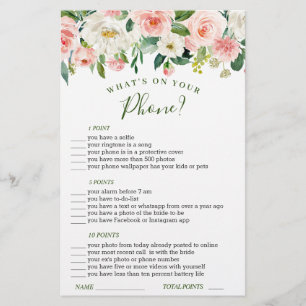 Pink Blush Flowers Greenery Bridal Shower Game
