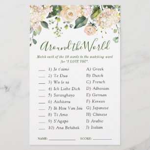 Pink Blush Flowers Greenery Bridal Shower Game