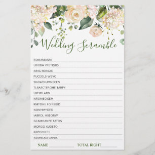 Pink Blush Flowers Greenery Bridal Shower Game