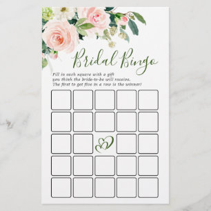 Pink Blush Flowers Greenery Bridal Shower Game