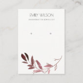 PINK BLUSH FOLIAGE WATERCOLOR EARRING DISPLAY LOGO BUSINESS CARD (Front)