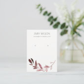 PINK BLUSH FOLIAGE WATERCOLOR EARRING DISPLAY LOGO BUSINESS CARD (Standing Front)