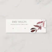 PINK BLUSH FOLIAGE WATERCOLOR EARRING DISPLAY LOGO MINI BUSINESS CARD (Front)