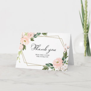 Pink Blush Geometric Bridal Shower Thank You Card