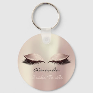 Pink Blush Girly Makeup Lashes Name Blush Keychain