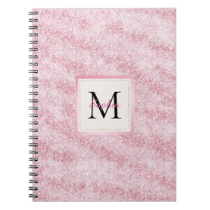 Pink Blush Glitter Monogram Notebook