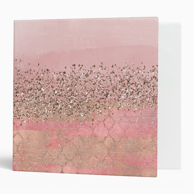 Pink Blush Glitter Moroccan Indian Princess Glam Binder (Front/Inside)