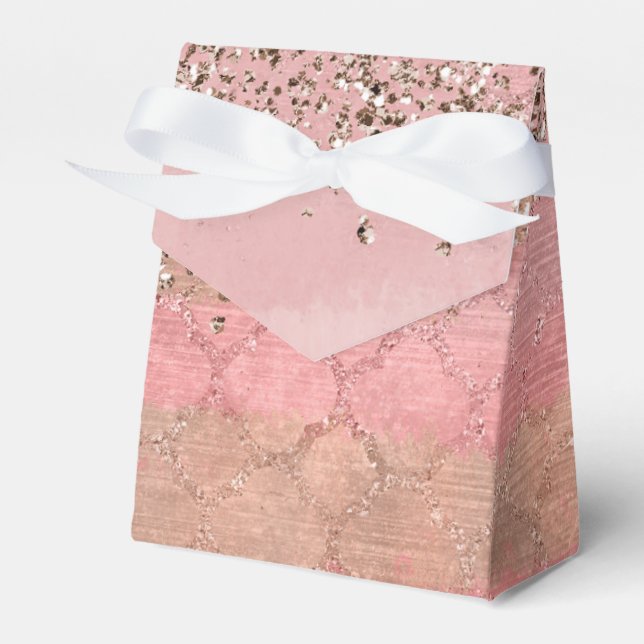 Pink Blush Glitter Moroccan Indian Princess Party Favor Box (Front Side)