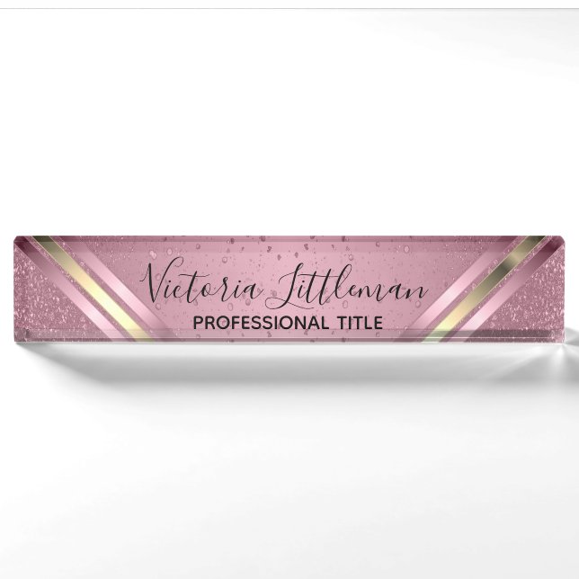 Pink Blush Glitter Nameplate (Front)
