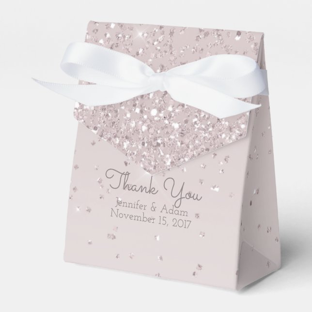 Pink Blush Glittery Wedding Favour Gift Box (Front Side)
