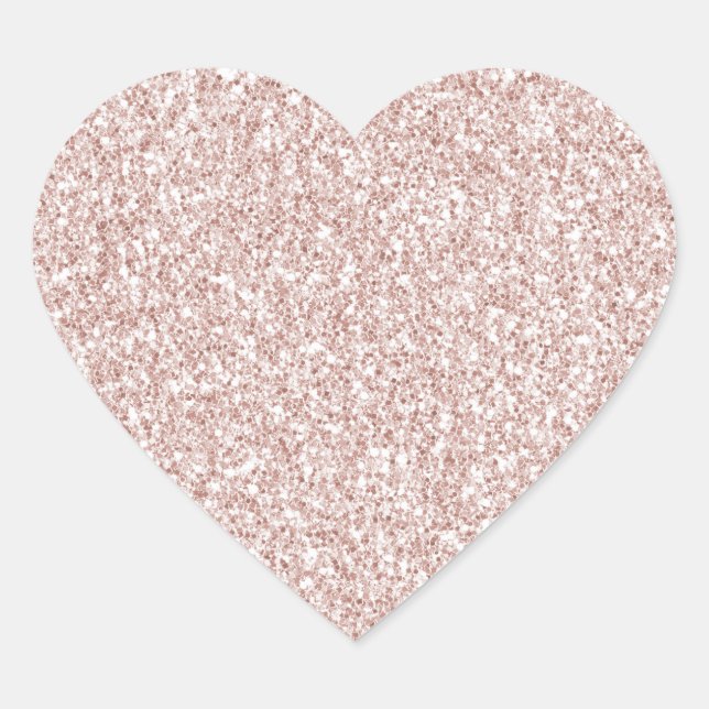 Pink Blush Glitzy Glitter     Heart Sticker (Front)