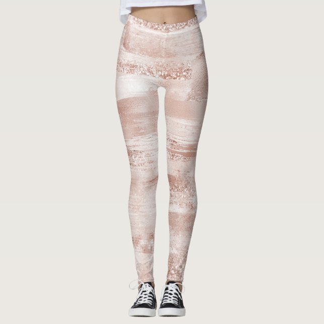 Pink Blush Glitzy Glitter         Leggings (Front)