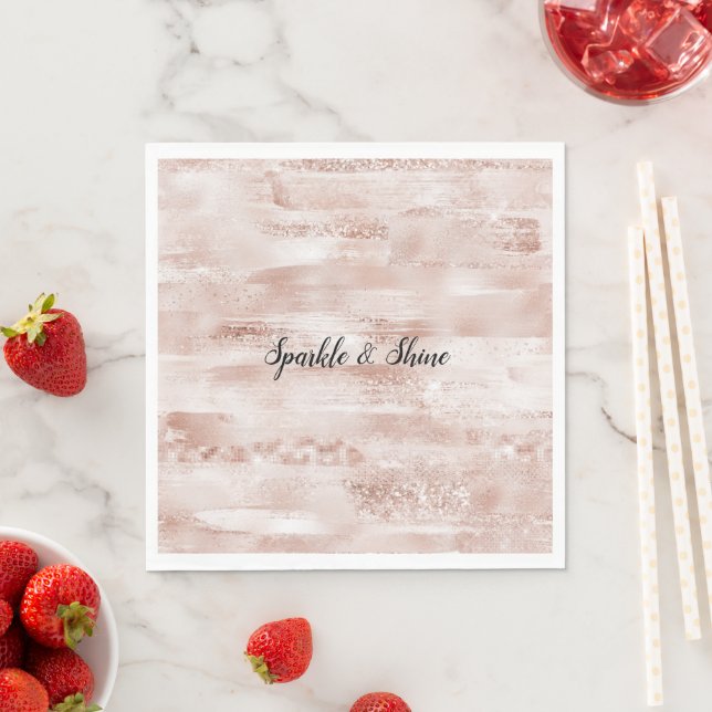 Pink Blush Glitzy Glitter Sparkle     Napkin (Insitu)