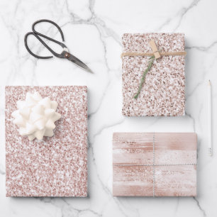 Pink Blush Glitzy Glitter Wrapping Paper Sheet