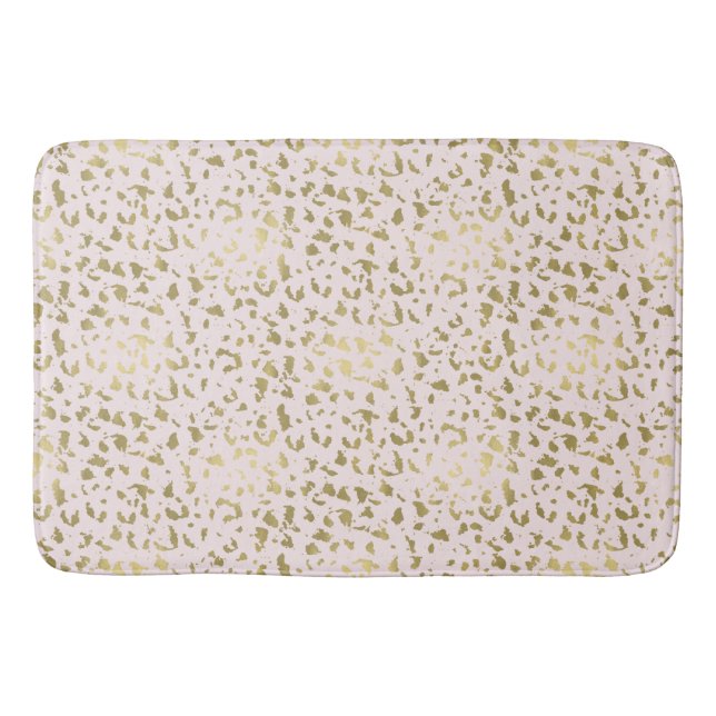 Pink Blush Gold Animal Print Bath Mat (Front)