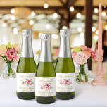 Pink Blush Gold Floral Bridal Shower Mini Sparkling Wine Label<br><div class="desc">Watercolor Pink Blush Gold Floral Bridal Shower Mini sparkling wine Bottle or mini Bottle Label</div>