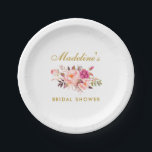 Pink Blush Gold Floral Bridal Shower Paper Plate<br><div class="desc">Pink Blush Gold Watercolor Floral Bridal Shower Paper Plate</div>