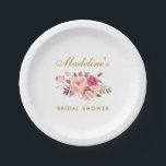 Pink Blush Gold Floral Bridal Shower Paper Plate<br><div class="desc">Pink Blush Gold Watercolor Floral Bridal Shower Paper Plate</div>