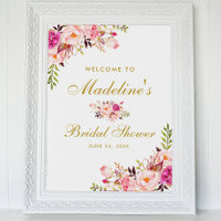 Pink Blush Gold Floral Bridal Shower Welcome